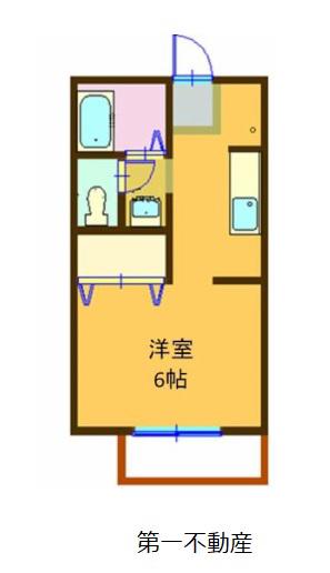 サンライフ・アイA棟(1K/2階)の間取り写真