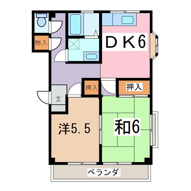 グリーンハウス(2DK/2階)の間取り写真