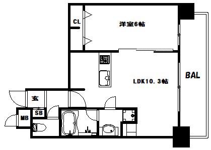 アプリーレ神戸元町(1LDK/8階)の間取り写真