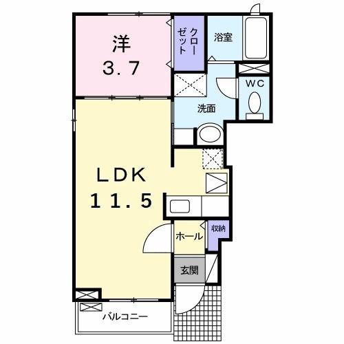 クレイン浄水(1LDK/1階)の間取り写真