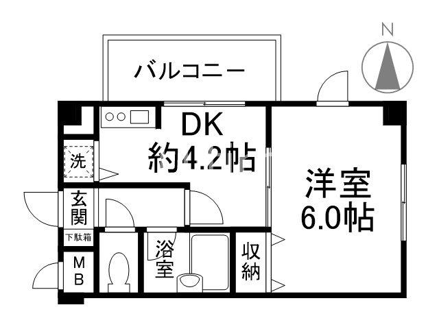 ライオンズマンション五条大宮第2(1DK/4階)の間取り写真