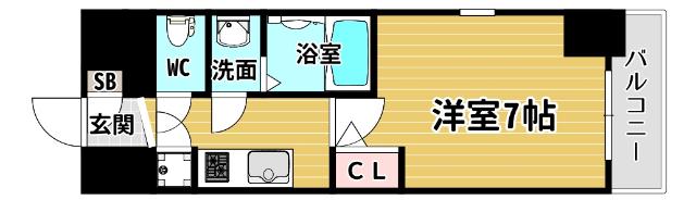 アスヴェル大阪サウスキャナル(1K/5階)の間取り写真