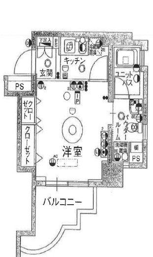 スカイコート浅草柳橋(1K/4階)の間取り写真