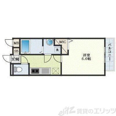 アムールHARMONYII(1K/1階)の間取り写真