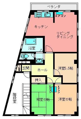 第二山本ビル(3LDK/3階)の間取り写真