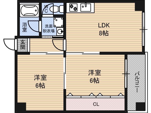 カトリエーム中島(2LDK/6階)の間取り写真
