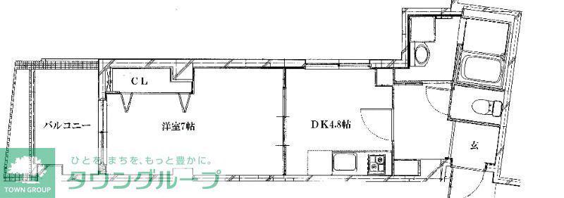 トリニティー雑司が谷(1DK/4階)の間取り写真
