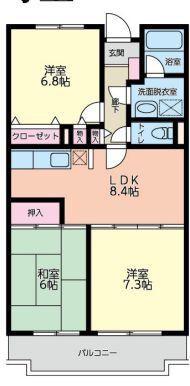 コンフォール北寺尾(3LDK/2階)の間取り写真