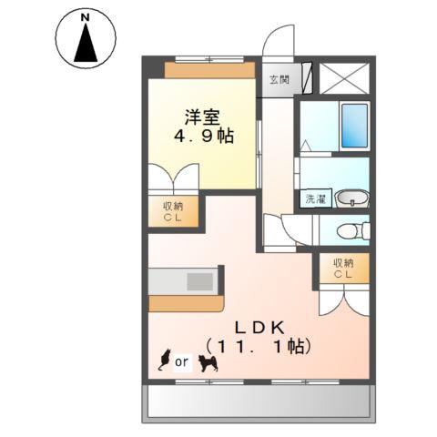 ＪＲ中央本線 新守山駅 徒歩13分 3階建 築13年(1LDK/3階)の間取り写真