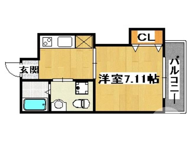 シュクル堺(1K/3階)の間取り写真