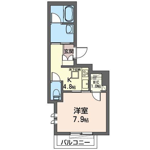GRAND VERT(1DK/1階)の間取り写真