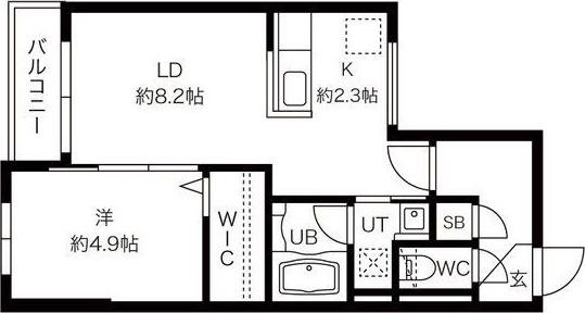 アオアクア東札幌 (1LDK/3階)の間取り写真