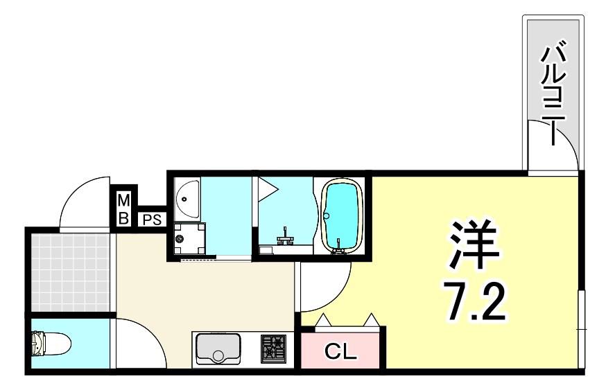 フジパレス阪急園田イーストIII番館(1K/2階)の間取り写真