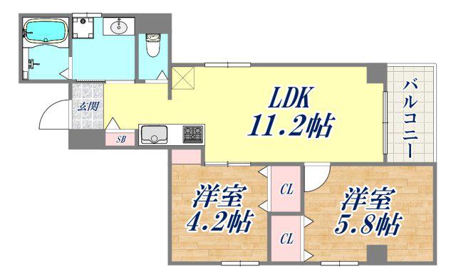 インペリアルハウス(2LDK/4階)の間取り写真
