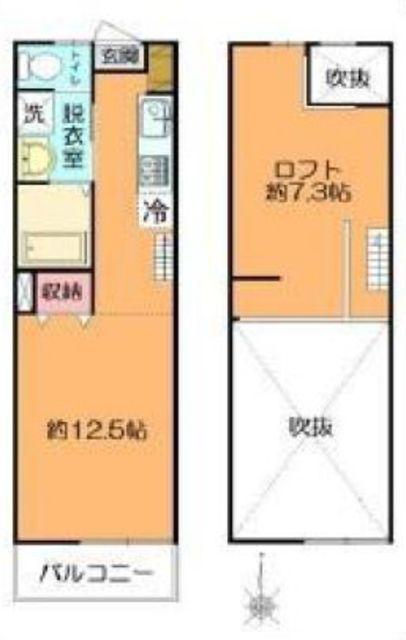 リキューザ下井草(1K/1階)の間取り写真