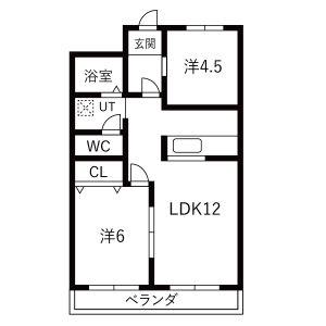 コトブキ第1ビル(2LDK/4階)の間取り写真