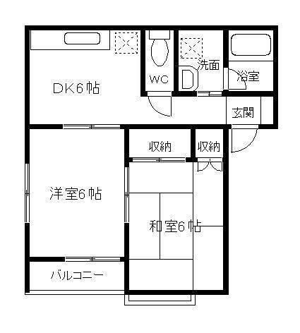 ラモベールB(2DK/1階)の間取り写真