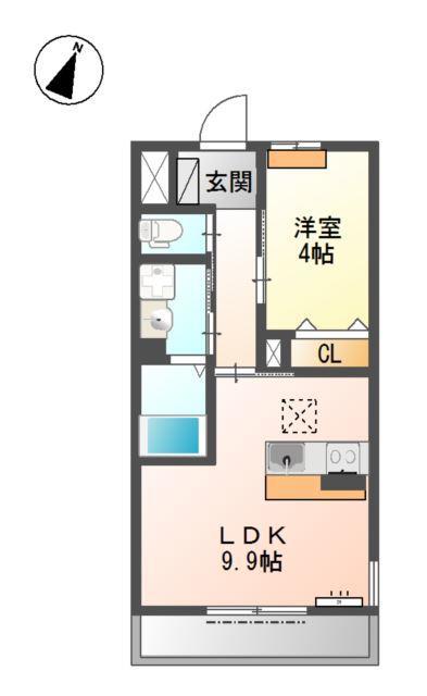 プランドール三木(1LDK/2階)の間取り写真