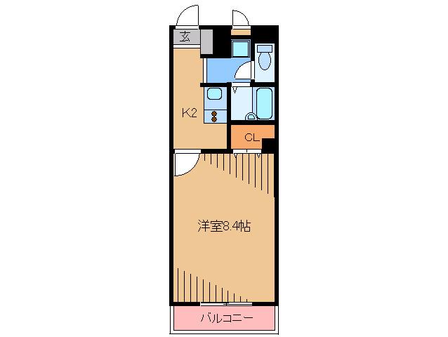 アンプルールフェール和白(1K/2階)の間取り写真