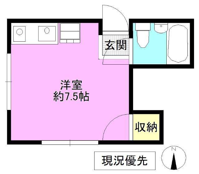 ベルコーポ西後町(ワンルーム/2階)の間取り写真
