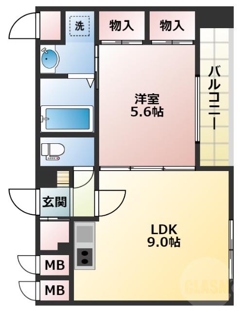 ルグラン弐番館(1LDK/5階)の間取り写真