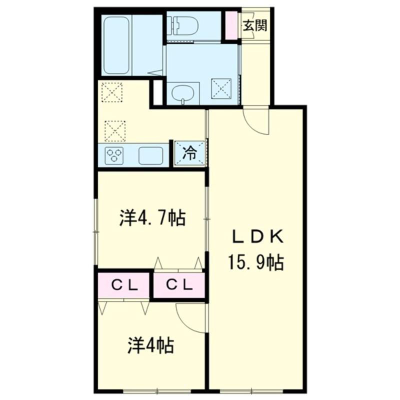 元町アスタ(2LDK/1階)の間取り写真