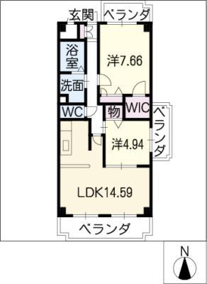 ヒルクレスト開明(2LDK/2階)の間取り写真