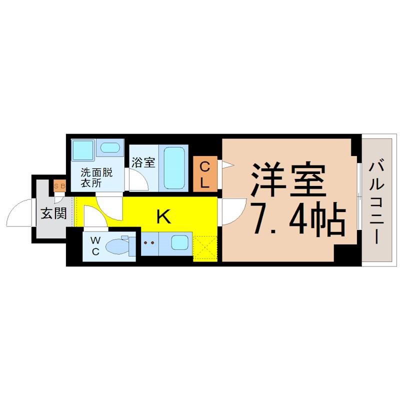 シャルマンソワレ名駅(1K/4階)の間取り写真