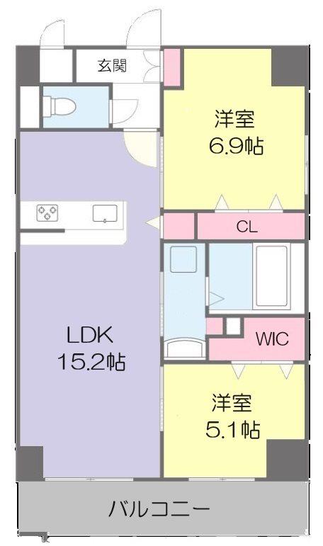 グランシャルール京町(2LDK/2階)の間取り写真