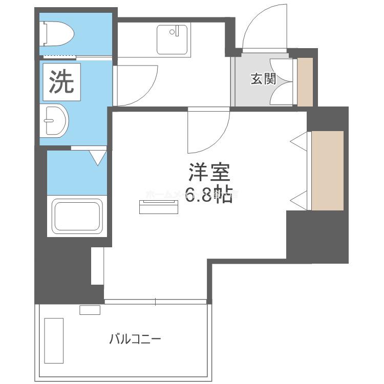 レオンコンフォート上本町カレント(1K/6階)の間取り写真