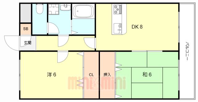 マーサ南野(2DK/3階)の間取り写真