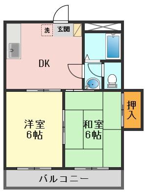エミール三田(2DK/2階)の間取り写真