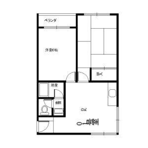 ボルネ塚口(2DK/2階)の間取り写真