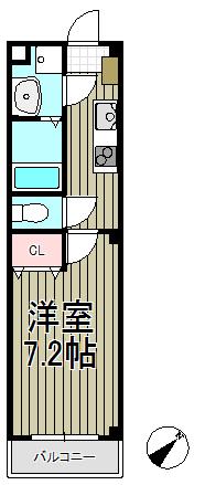 アンプルールフェール大船(1K/2階)の間取り写真
