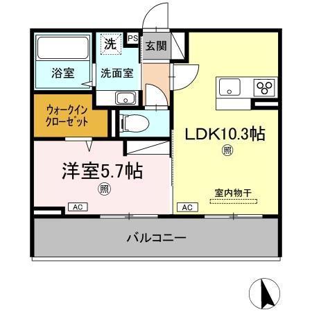 ドヌール・エスパース B棟(1LDK/3階)の間取り写真