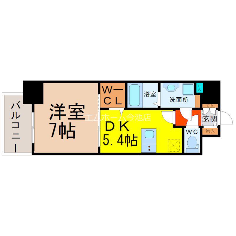 プレサンスジェネ葵(1DK/5階)の間取り写真