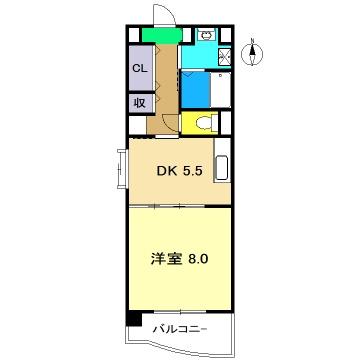 とさでん交通伊野線 上町五丁目駅 徒歩8分 4階建 築24年(1DK/1階)の間取り写真