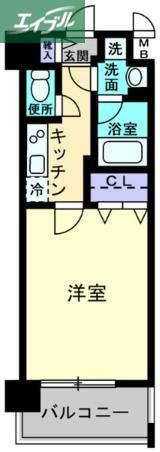 レジデンスカープ南中央町(1K/1階)の間取り写真