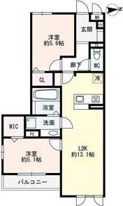 グリーヴィラ柱曙(2LDK/2階)の間取り写真