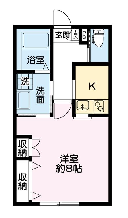 アジュール I(1K/1階)の間取り写真