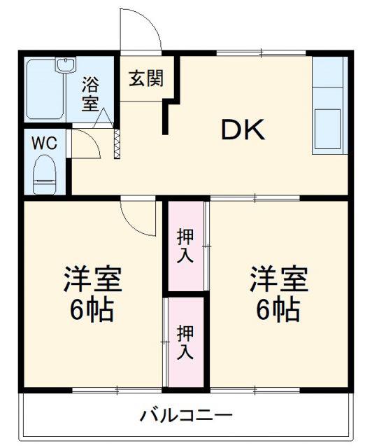 サンリバー早川(2DK/2階)の間取り写真