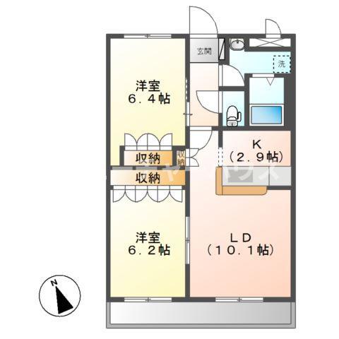 ソレイユ シャトー(2LDK/3階)の間取り写真