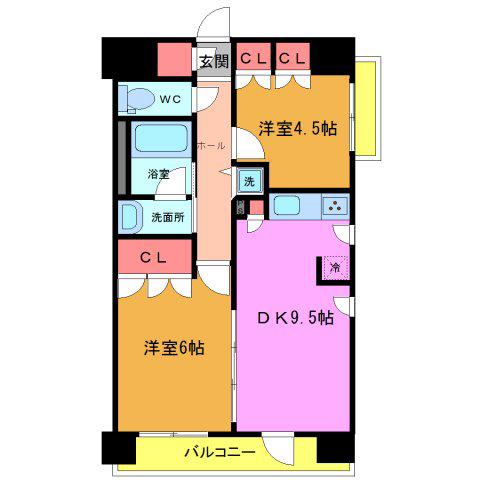 パークアクシス西船橋本郷町(2DK/9階)の間取り写真