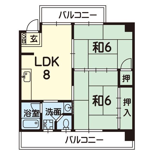 YSハウス(2LDK/2階)の間取り写真