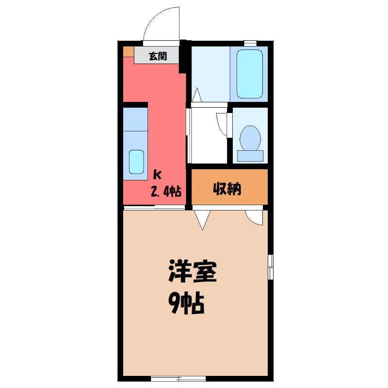 ピエールシクB(1K/2階)の間取り写真