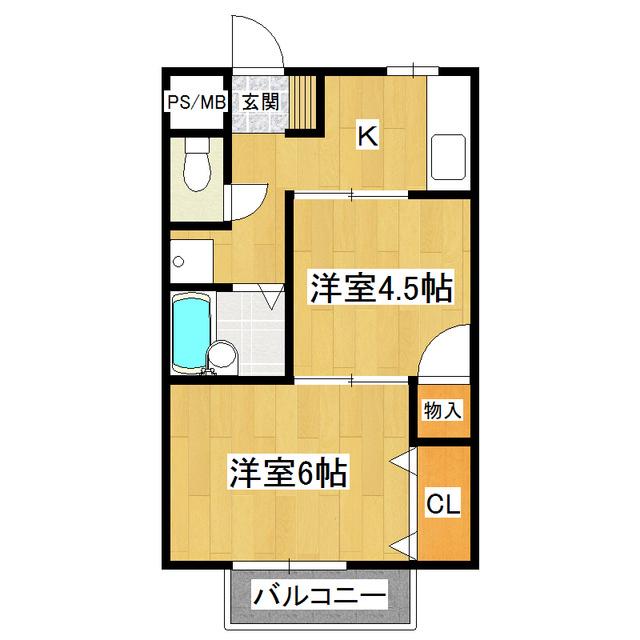 サクラハイムA(2K/1階)の間取り写真
