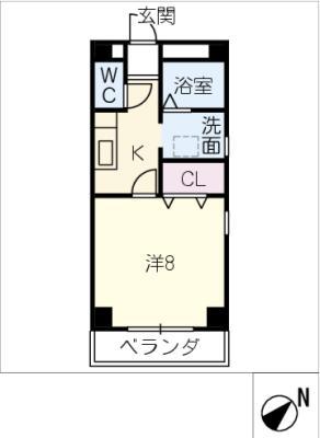 NICE・ONE新町(1K/2階)の間取り写真