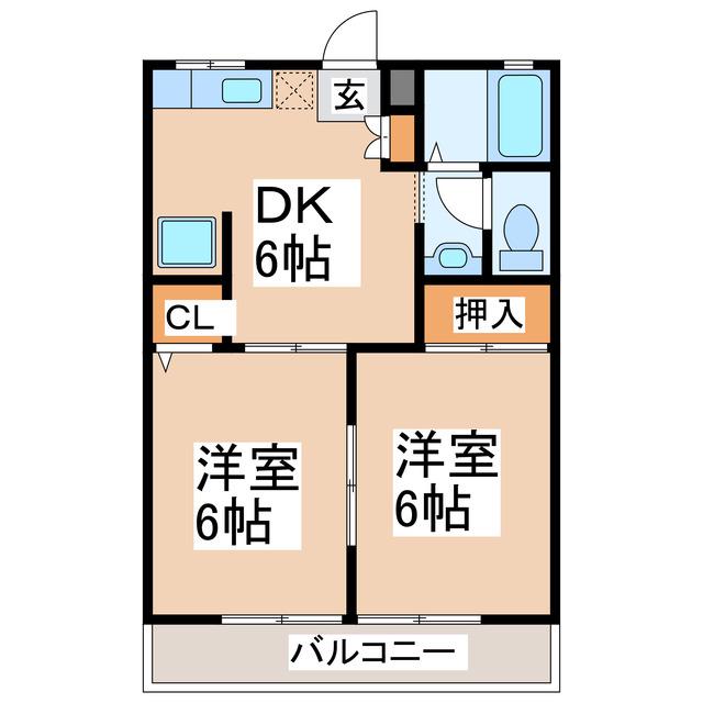 ベル・ヴィ21(2DK/2階)の間取り写真