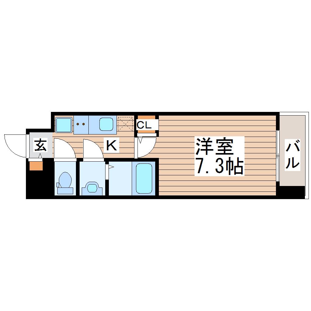 HF仙台本町レジデンス(1K/3階)の間取り写真