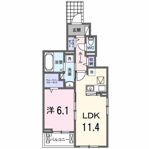 サンティエNAGAI(1LDK/1階)の間取り写真